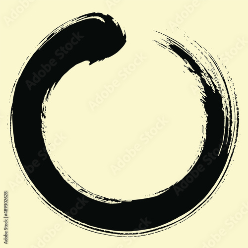 Zen Circle Enso Japanese Art Brush Painting Vector Design Icon Illustration