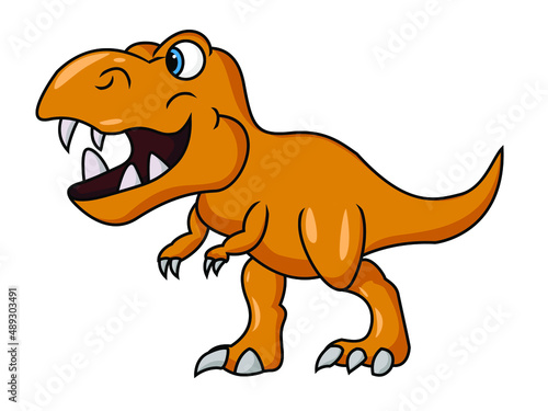 Yellow Dinosaur Character Cartoon  Vector Illustration