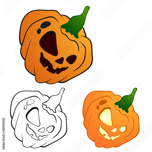 Pumpkin head painting Halloween, vector illustration. photo