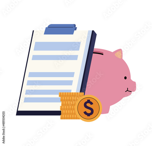 clipboard and piggy savings