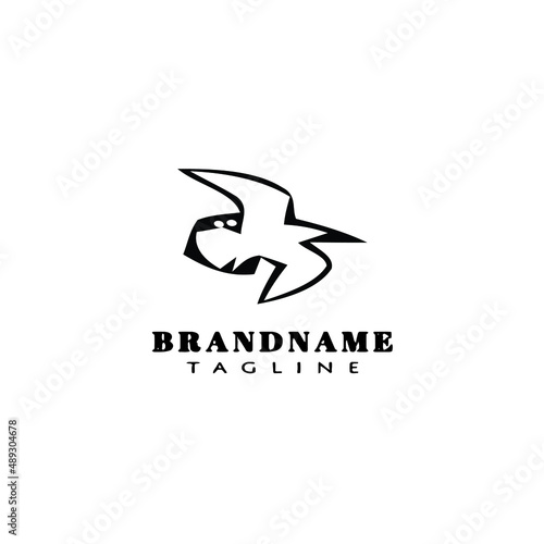 bird logo cartoon icon design template black isolated vector retro