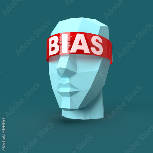 personal dismissal of facts that don't fit their narrow worldview - Bias 3d illustration