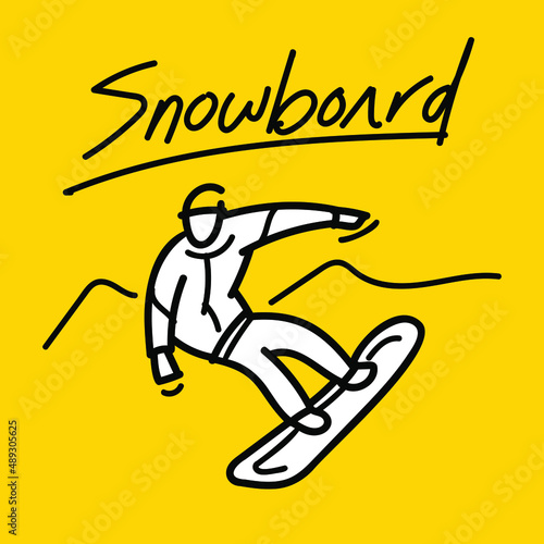 Hand drawn snowboard player athlete design vector. Winter sport banner poster template.