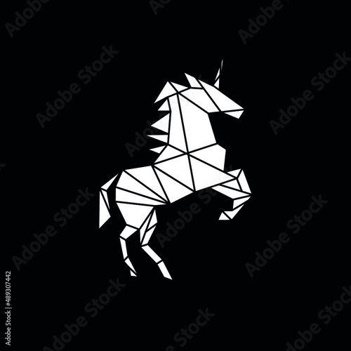 Abstract pegasus horse with polygonal shape logo