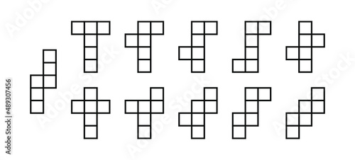 Simple net of cube form design vector template. Math education geometry.