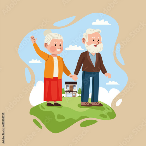 old couple with house