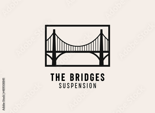 Modern bridge construction logo Design Vector Illustration. 