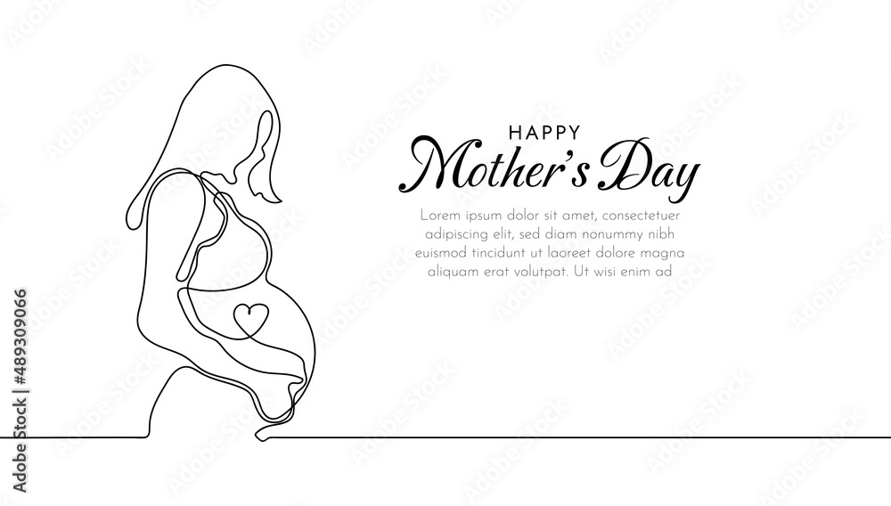 Happy Mother's Day handwritten lettering. Continuous line drawing text design. Vector illustration Happy Mother's Day handwritten lettering. Continuous line drawing text design. Vector illustration