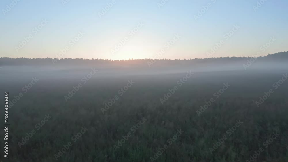 Morning fog and dew, beautiful nature shots from air, sunrise, beauty of Russia, aerial view Morning fog and dew, beautiful nature shots from air, sunrise, beauty of Russia, aerial view