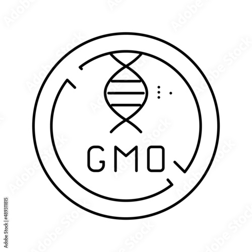 gmo genetic product free line icon vector illustration