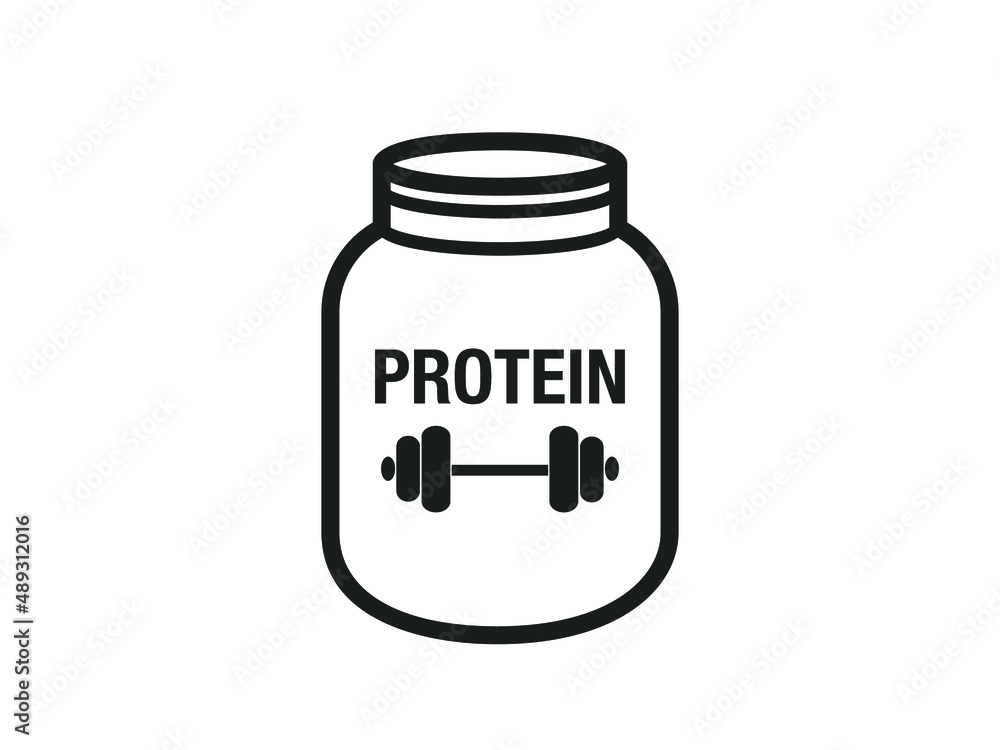 Protein icon or flat illustration. Whey protein bottle icon vector. Design Template of Whey Protein Protein icon or flat illustration. Whey protein bottle icon vector. Design Template of Whey Protein