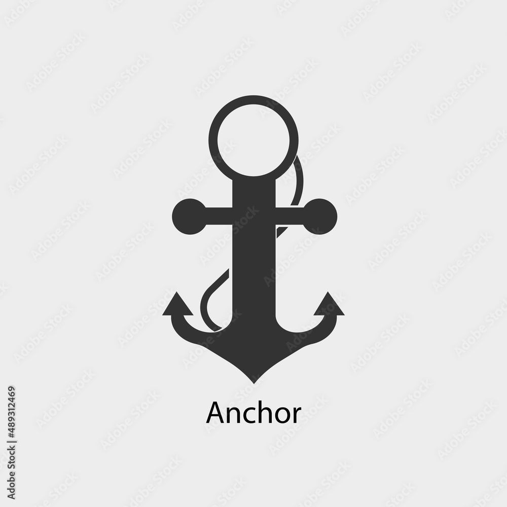 Anchor vector icon solid grey Anchor vector icon solid grey