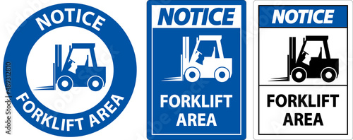 2-Way Notice Forklift Area Sign On White Background