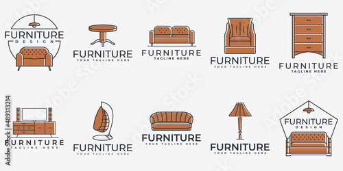 Furniture logo set, Furniture icon set