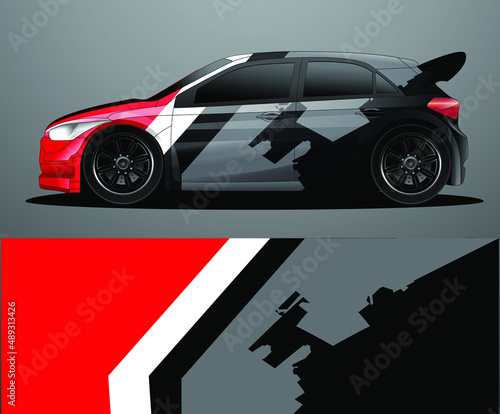 Rally car decal graphic wrap vector, abstract background