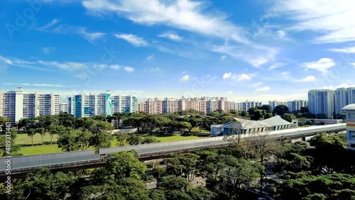 
Morning Timelapse of Singapore neighbourhood in good sunny weather with transportation
