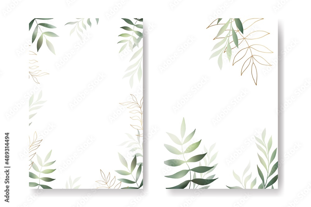 Doble jungle invitation card blank frame postcard template with text sample