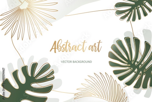 Wedding invitation card floral jungle frame postcard template with text sample