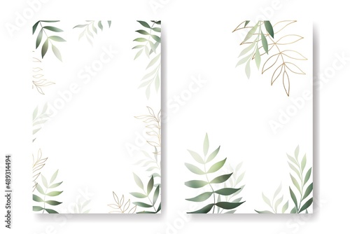 Doble jungle invitation card blank frame postcard template with text sample