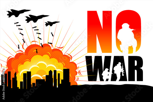 No War. Stop War. Stop violence and colonization vector illustration  photo