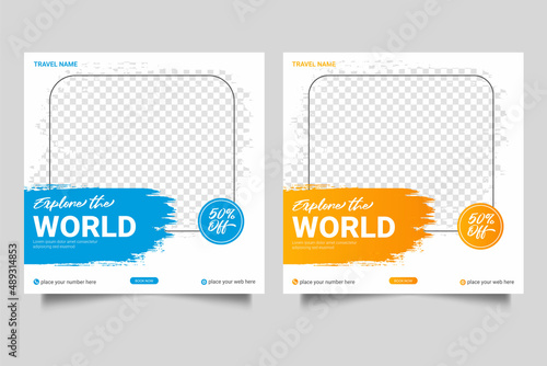 Travel banner social media  post or flyer design template