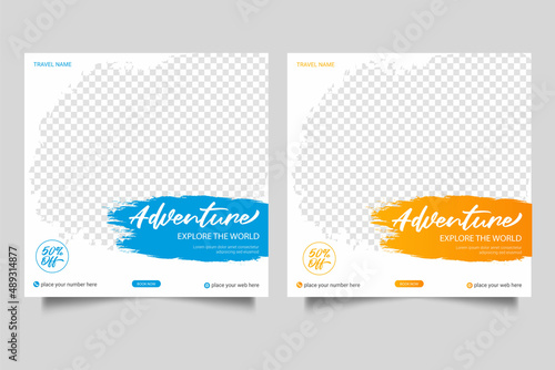Travel agency social media post template banner