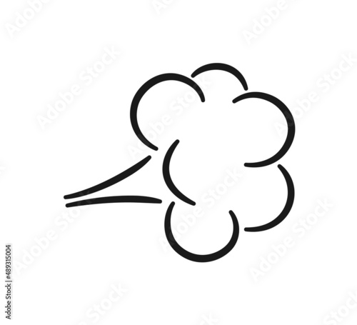 Comic fart cloud. Bad stink balloon. Explosion, angry breath. Cloud of smoke gas in comic style. Funny flatulence symbol. Vector illustration isolated on white background.