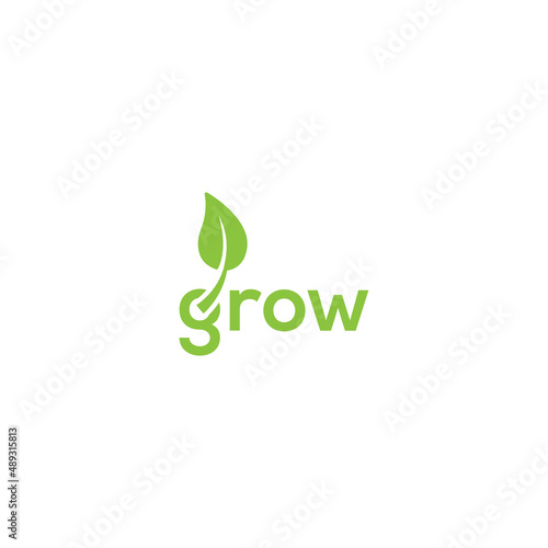 Grow leaf, grow up concept. Vector logo icon template
