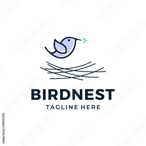 Bird nest logo design vector illustration © sampahplastick