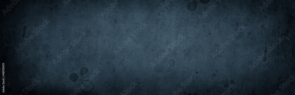 Dark texture of 19th century paper tinted in blue. Ancient antique paper design background