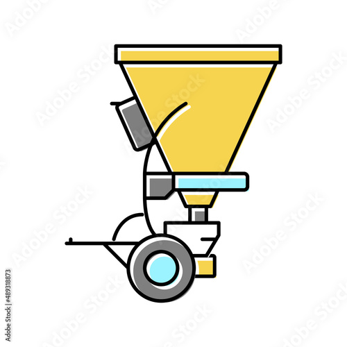 broadcast seeder farm equipment color icon vector illustration