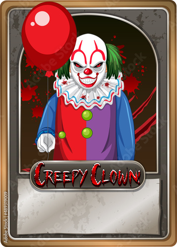 Creepy clown character game card template