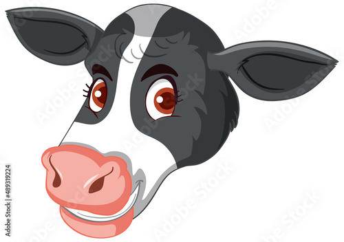 Head of milk cow in cartoon style