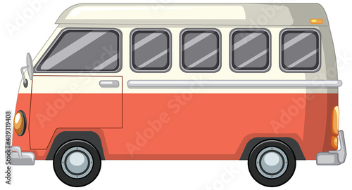 Cute minivan cartoon on white background