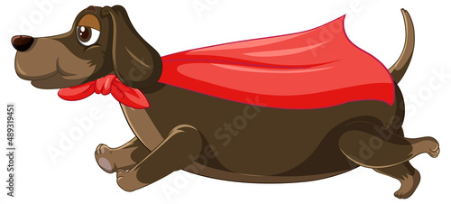 Dog with red cape flying