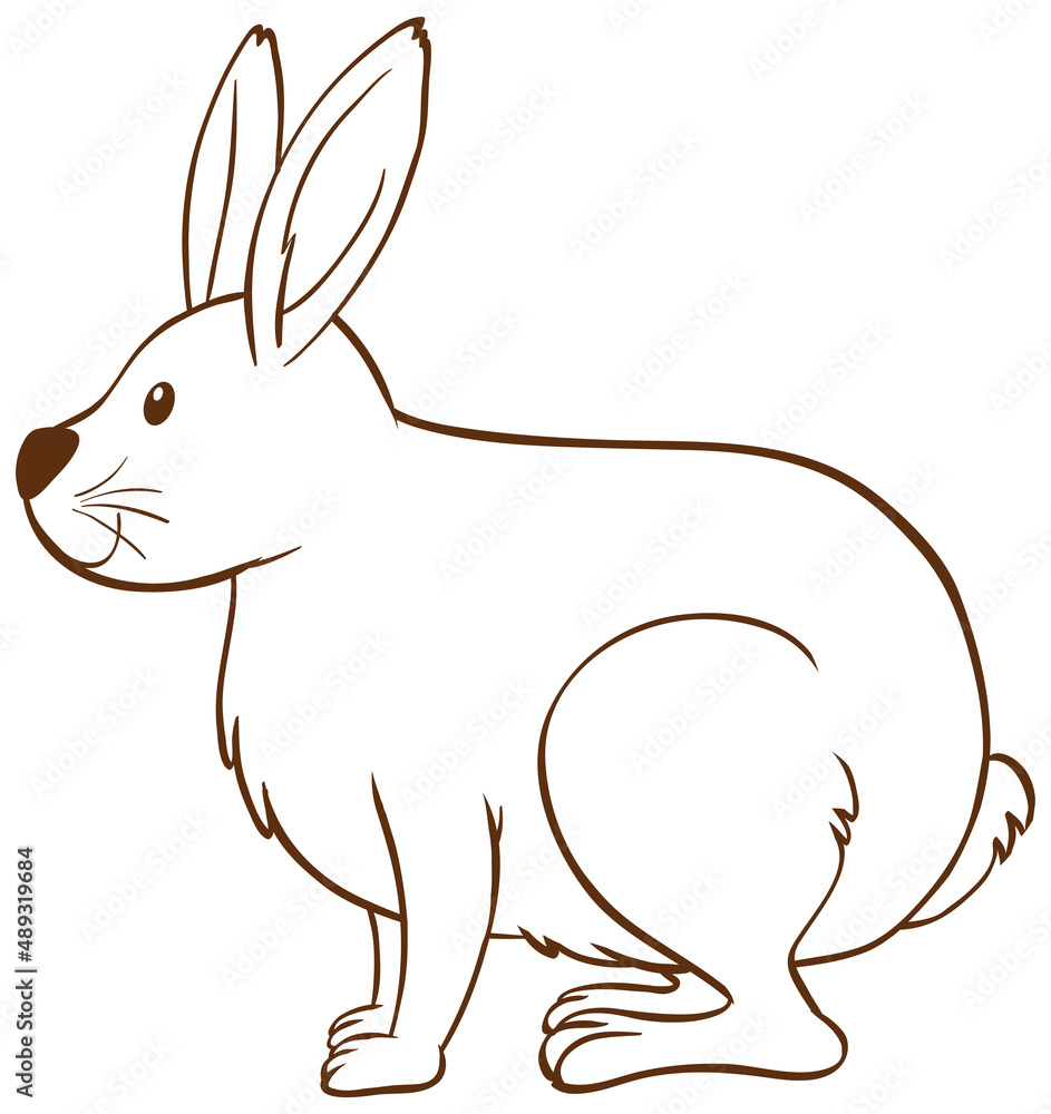 Rabbit in doodle simple style on white background Rabbit in doodle simple style on white background