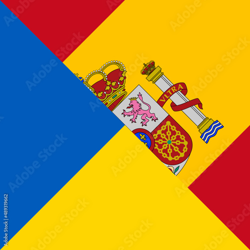 harmony icon of ukraine and spain flags. vector illustration 