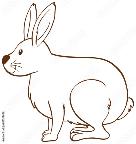 Rabbit in doodle simple style on white background