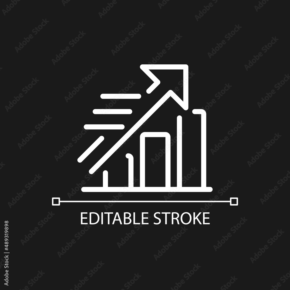 Growing statistics pixel perfect white linear icon for dark theme Growing statistics pixel perfect white linear icon for dark theme