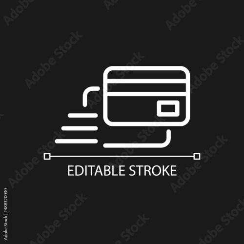 Money transfer pixel perfect white linear icon for dark theme