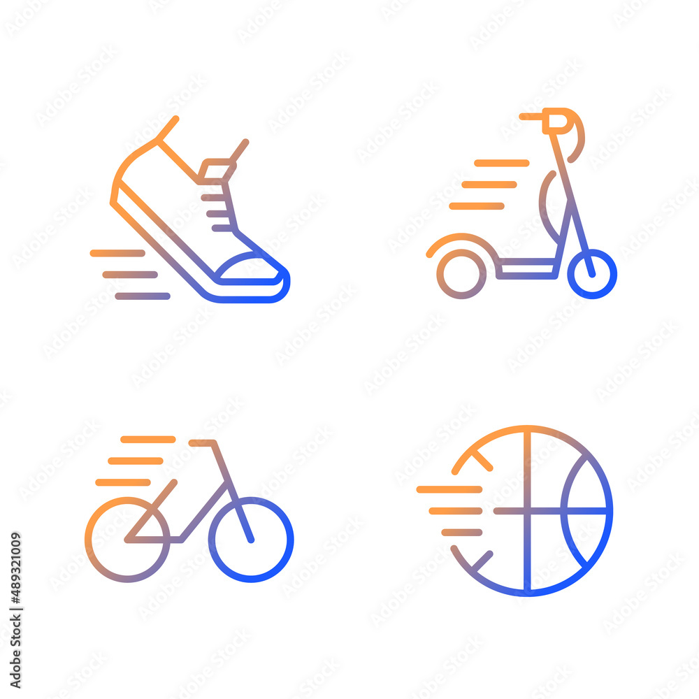 Sport activity gradient linear vector icons set Sport activity gradient linear vector icons set