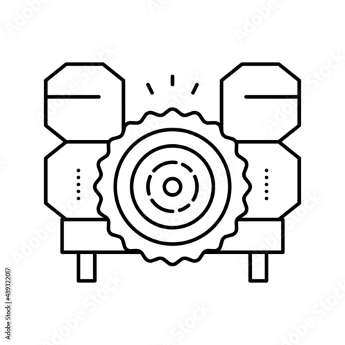 wood timber sawmill machine line icon vector illustration