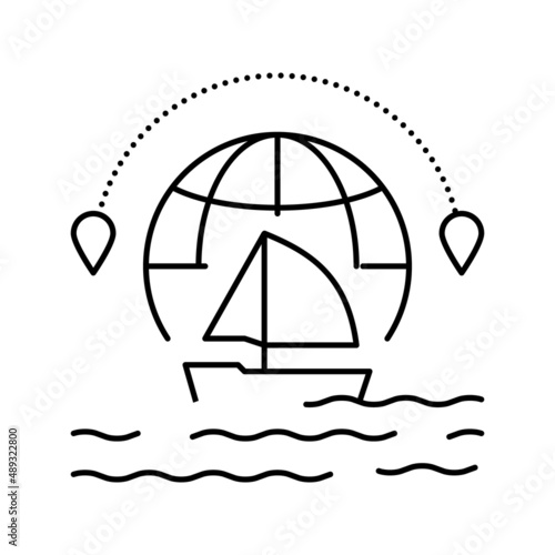 yacht tourism line icon vector illustration