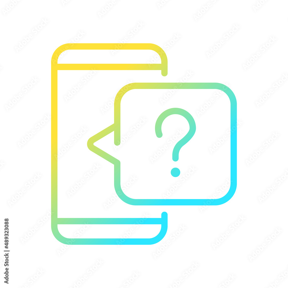 Phone question gradient linear vector icon Phone question gradient linear vector icon