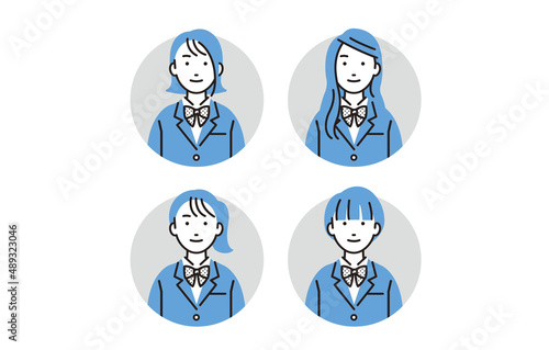 高校生の女の子アイコンセット