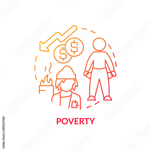 Poverty red gradient concept icon