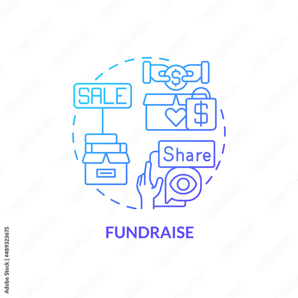 Fundraise blue gradient concept icon Fundraise blue gradient concept icon
