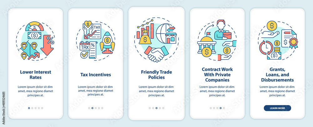 Encouraging business activity onboarding mobile app screen