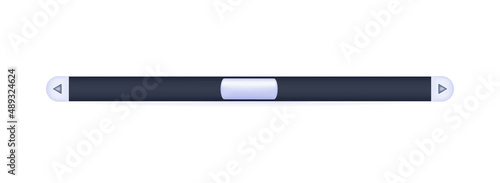 3d Scrollbar, vector illustration.  volume, brightness. Panel slider bar switch control. Concept user interface, Minimum or maximum adjustment button. Horizontal drag shape, level, scale. Loading bar 