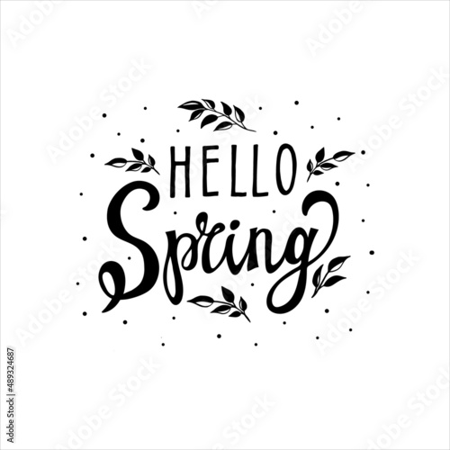 Wallpaper Mural Hand lettering Hello Spring. Lettering, Hand-drawn vector spring lettering on a white isolated background. Torontodigital.ca